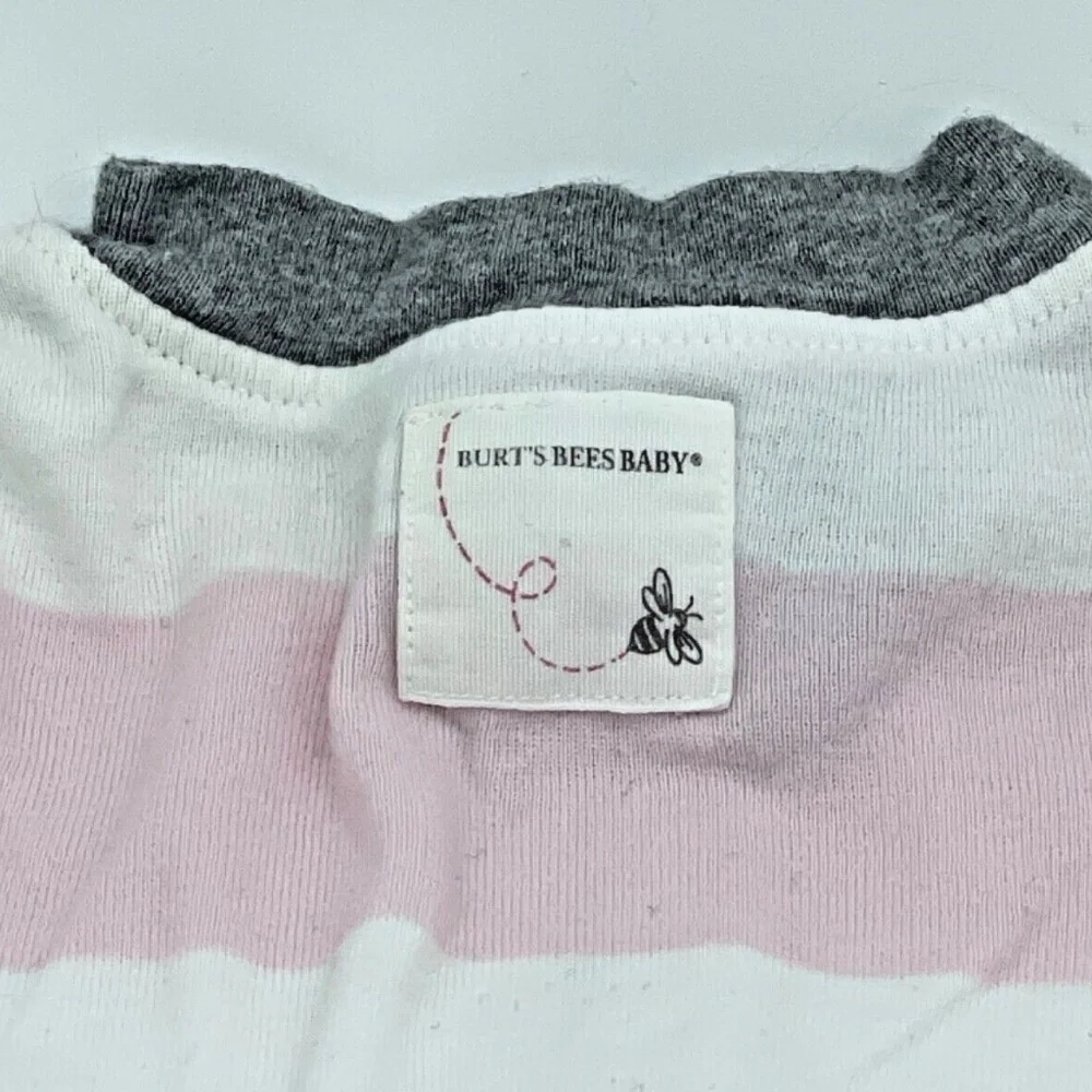 Burt's Bees Baby Footed Pajamas; Pink/White Stripes; Newborn‎